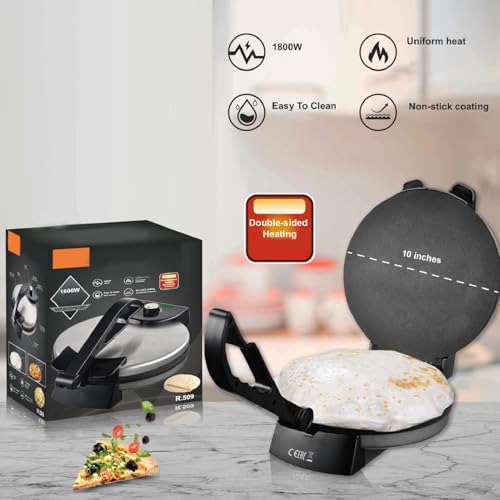 Roti-Maker, 1800 Watt Leistung, Doppelseitige Heizung, Tortilla-Maschine, Robuste Konstruktion, Chap