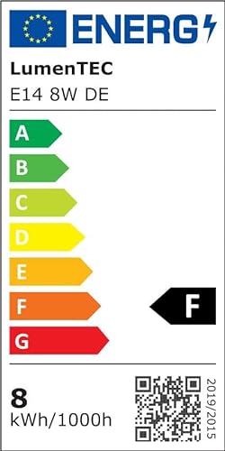 LumenTEC E14, LED E14, LED lampe E14, 8W Kaltweiss, 720 Lumen Ø 37mm Ra >80, 230V CCD Ersetz 55W, (1