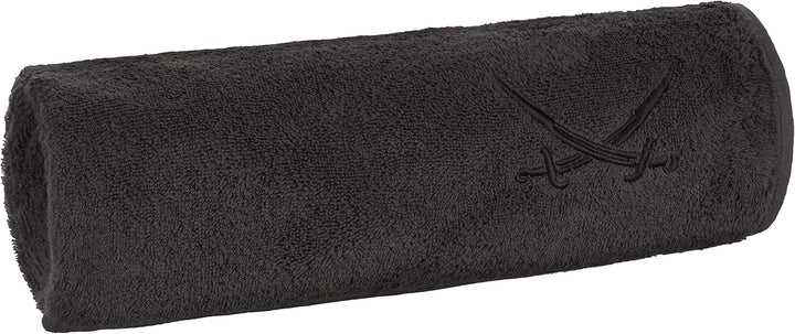 Sansibar Badetuch 90x180 cm 100% Baumwolle mit gesticktem Säbel Logo Strandtuch Saunatuch Anthrazit