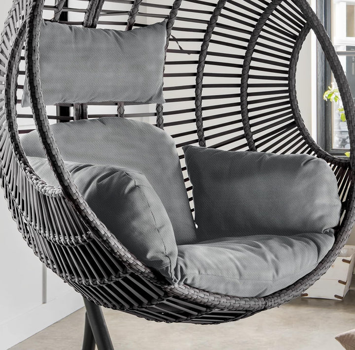 Destiny Coco Deluxe II Grau Meliert Hängesessel Polyrattan Hängekorb Hängestuhl