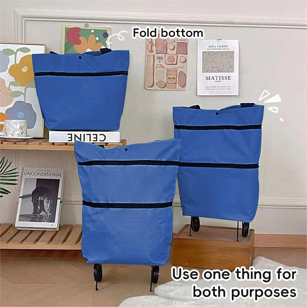 Einkaufstasche mit Rädern Faltbar, 2-in-1 Trolley-Tasche und Tragbare Tragetasche, Einkaufstasche Kl