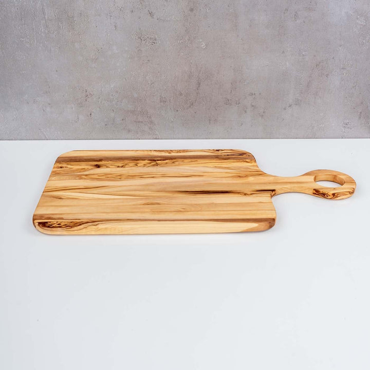 Schneidebrett 40x20cm Olivenholz Griff Holzbrett Servierplatte Natur Unikat Brettchen Deko Tischdeko
