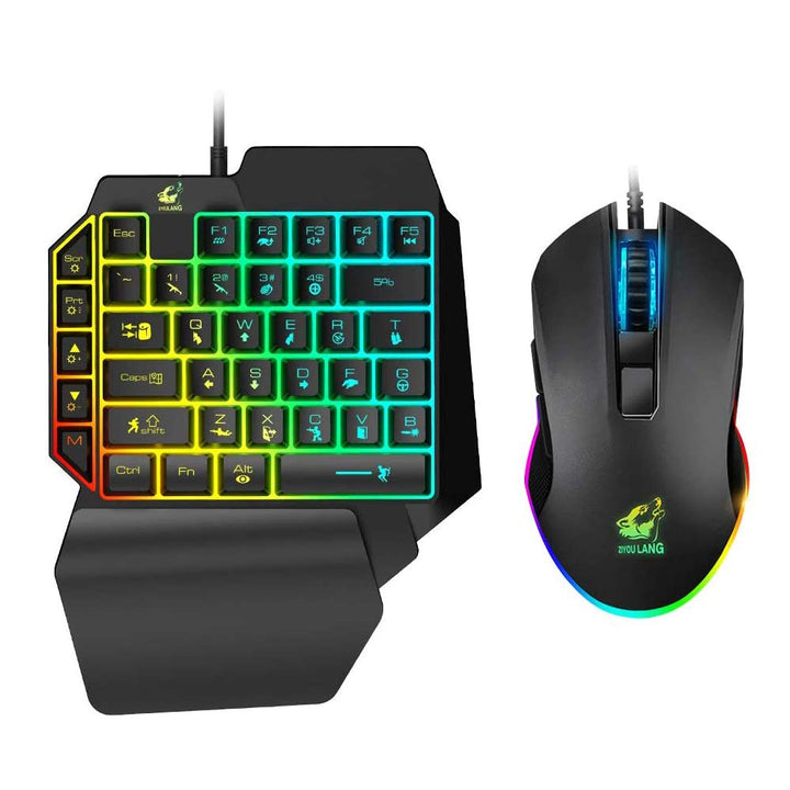 Kombination aus Gaming-Tastatur und -Maus, verkabelt 39 Tasten Mechanisches Gefühl Regenbogen-Hinter
