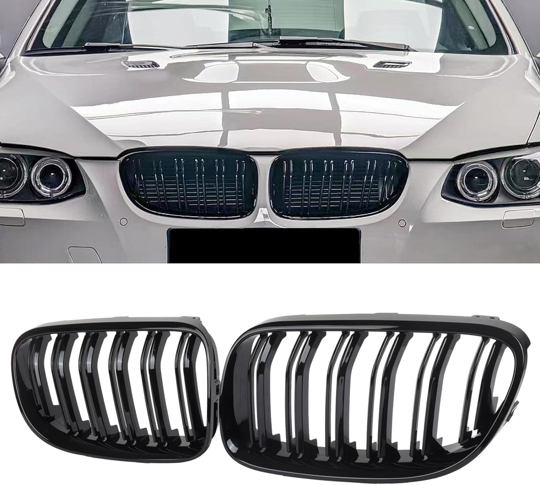 YIUBCZOQI E92 E93 Schwarze Nieren für BMW 3er E92 E93 LCI Coupe Grill Schwarz Doppelsteg Nieren 3er