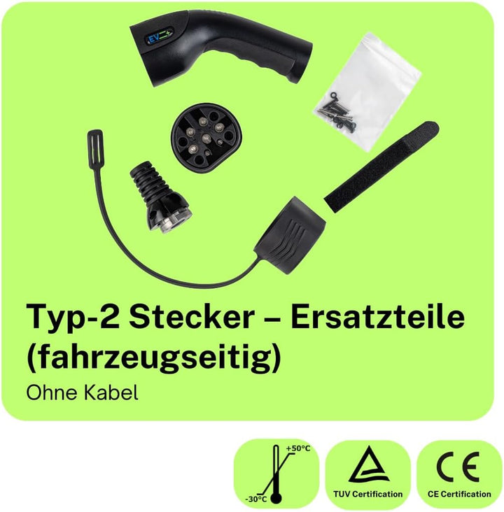 EV + Ersatzstecker für Elektrofahrzeugladekabel – Typ 2 IEC 62196 – PHEV und EV-Ladestecker – 3-Phas