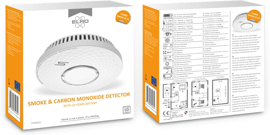 ELRO FV4310 Kombi-Melder - Rauch- und Kohlenmonoxidmelder mit 10 Jahren Batterielaufzeit