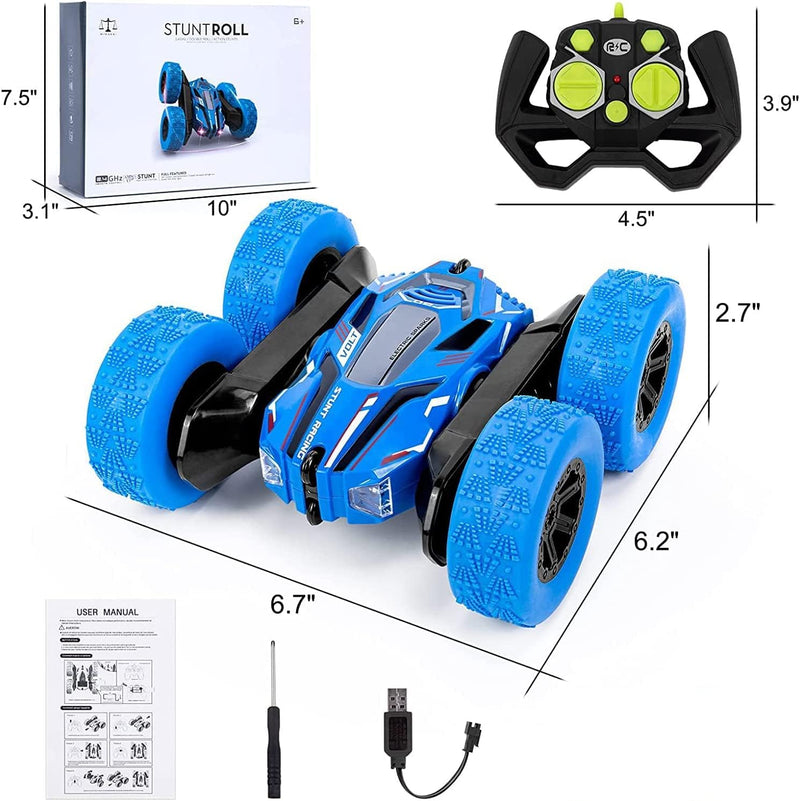 Ferngesteuertes Auto für Kinder RC Stunt 4WD 2.4 Ghz Fernbedienung 360° Flip Offroad mit Zwei auflad