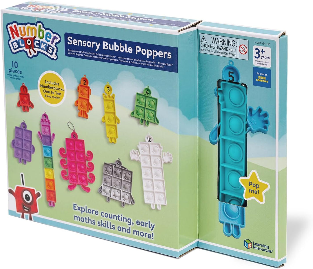 Learning Resources Numberblocks Blasen-Popper, 10 Popper mit Schlüsselanhänger, Sensorisches und Ant