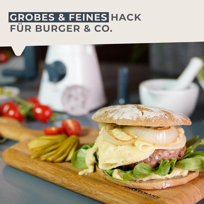 FACKELMANN Fleischwolf mit Gebäckaufsatz #easyprepare, hochwertige Wurstmaschine, manueller Wurstfül