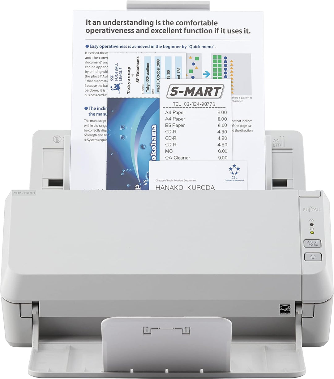 Fujitsu SP-1125N 25ppm Ethernet USB 3.2 A4 Duplex ADF Office Scanner Schwarz Einheitsgrösse