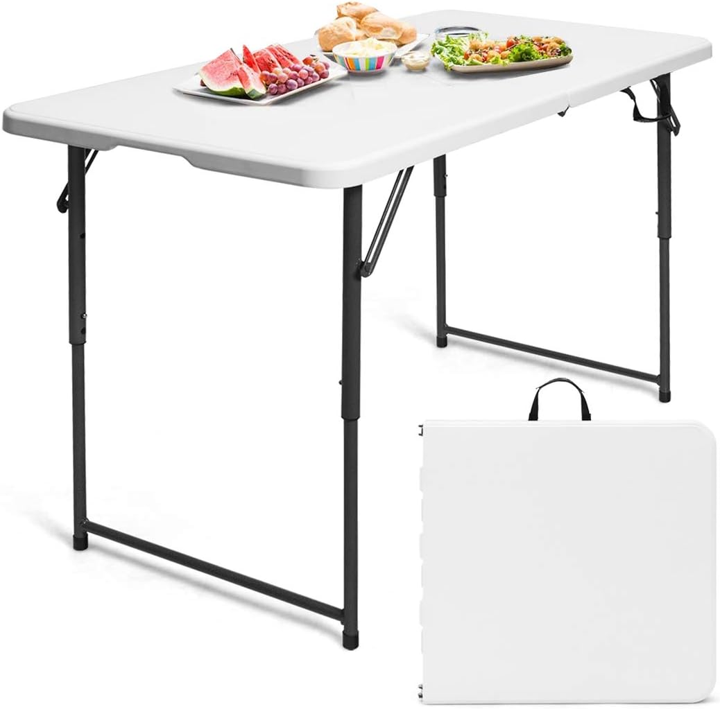 RELAX4LIFE Klapptisch mit Tragegriff, Falttisch, Campingtisch kalppbar, Gartentisch belastbar bis 15