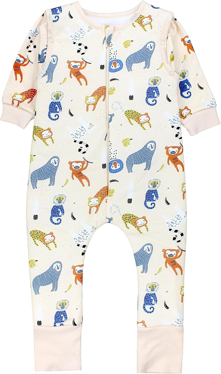Schlafsack mit Füssen aus Bio-Baumwolle – Baby Schlafsack 2.5 TOG mit Beinen & Ärmeln, OEKO-TEX, Aff