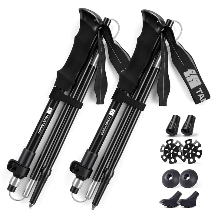 Wanderstöcke für Wandern - Klappbare leichte 7075 Aluminium, 110-135 cm verstellbare dreifache mit r