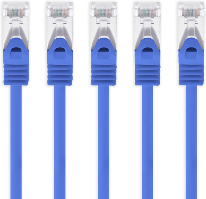 1aTTack.de 10m - blau - 5 Stück Cat7 Netzwerkkabel SFTP Patchkabel Lankabel Rohkabel 10GB/s - 500 Mh