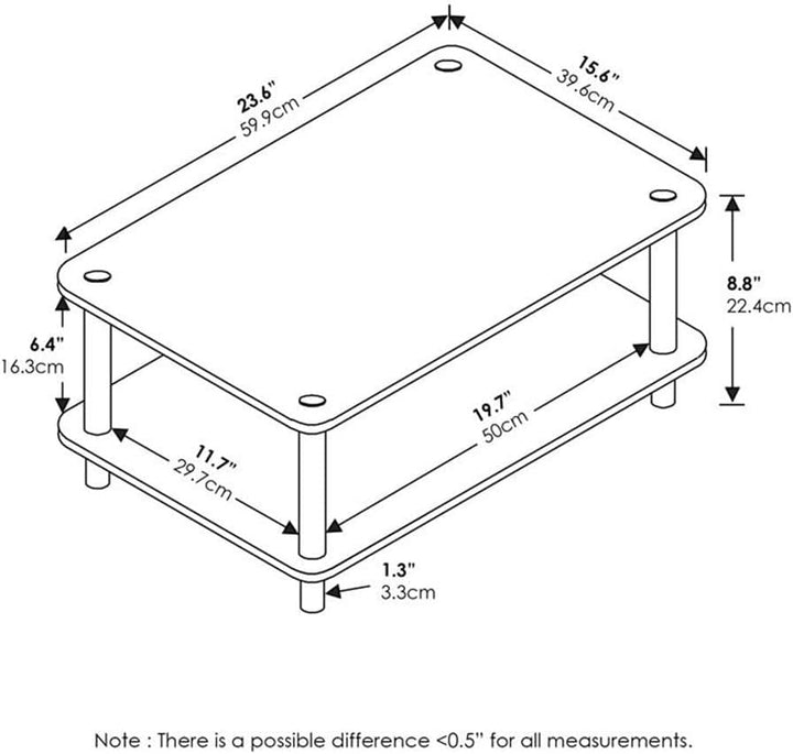 Furinno Just 2-Tier No Tools Fernsehstand, TV-Ständer, Couchtisch, Weiss, 59.9 (Breite) x 22.4 (Höhe