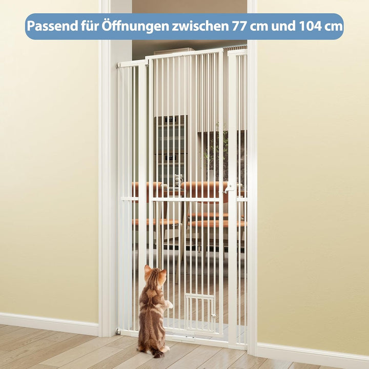 COSTWAY Türschutzgitter Hunde, Absperrgitter ganz hoch, 77-104 cm x 171 cm, Schutzgitter mit Kleiner