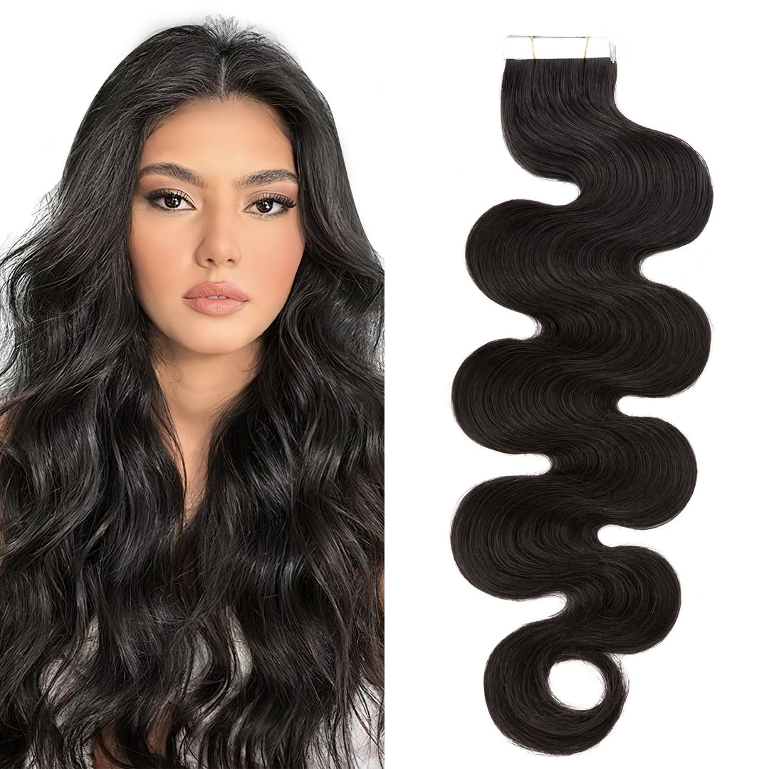 SEGO Tape Extensions Echthaar GEWELLT Klebeband Haarverlängerung 20 Stück 40G mit 10 PCS Doppelseiti