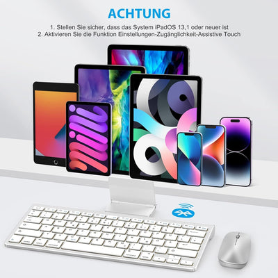 OMOTON Bluetooth Tastatur Maus Set für iPad Pro 12.9/11, iPad 10.2, iPad 2020/2019, iPad 8/7/6/5, iP