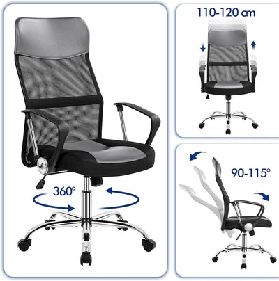 Yaheetech Bürostuhl, ergonomischer Schreibtischstuhl, chefsessel Computerstuhl, 360° Drehstuhl mit k