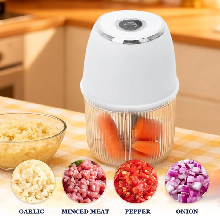 Zerkleinerer Elektrisch Mini, Zwiebel Zerkleinerer 350ml Multizerkleinerer Kabelloser Häcksler mit 6