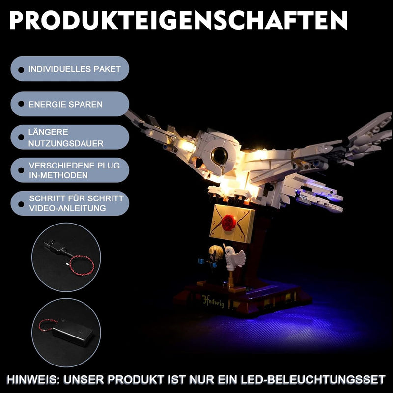 BrickBling Led Licht Set für Lego 75979 Harry Potter Hedwig, Led Beleuchtungs Set Dekorationslichter