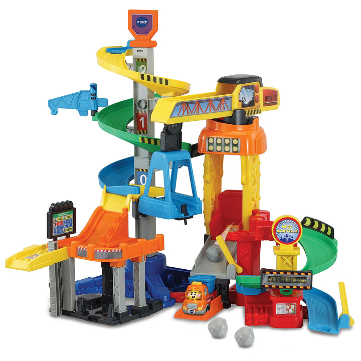 VTech TUT TUT Baby Flitzer - Mega Baustelle – Interaktives Spielset mit beweglichen Elementen, Melod