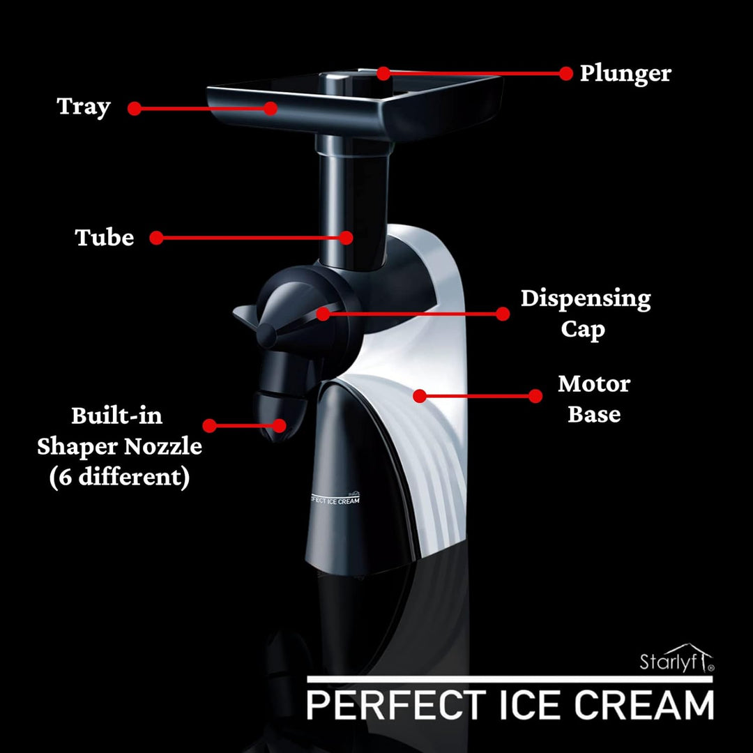 Eisdessertmaschine STARLYF Perfect Ice Cream, Eismaschine mit Frucht, Sehr Einfach zu Verwenden, 100