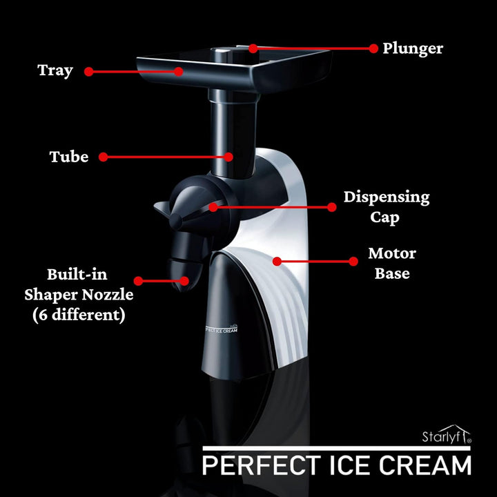 Eisdessertmaschine STARLYF Perfect Ice Cream, Eismaschine mit Frucht, Sehr Einfach zu Verwenden, 100