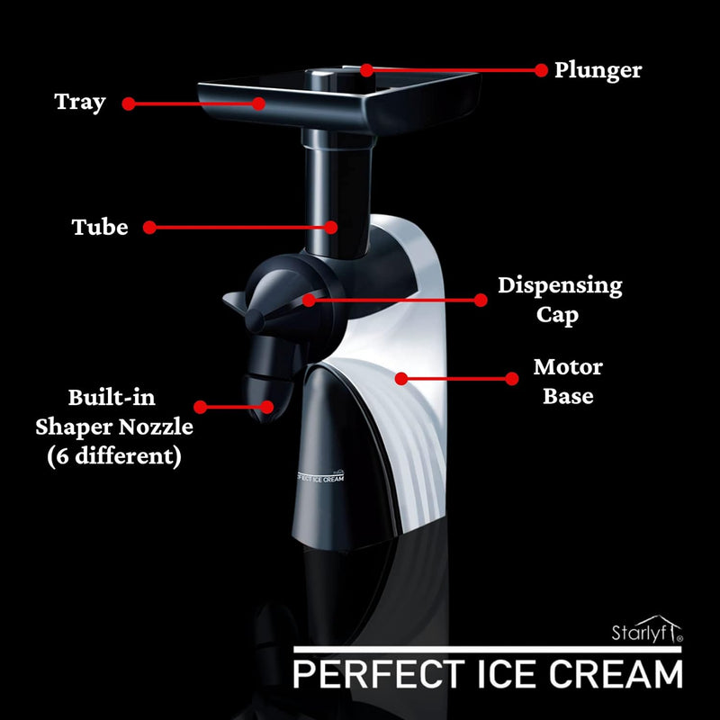 Eisdessertmaschine STARLYF Perfect Ice Cream, Eismaschine mit Frucht, Sehr Einfach zu Verwenden, 100
