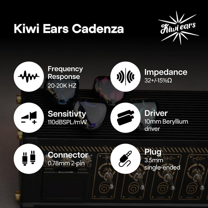 LINSOUL Kiwi Ears Cadenza 10mm Beryllium Dynamic Driver IEM 3D Printed with Detachable Interchangeab