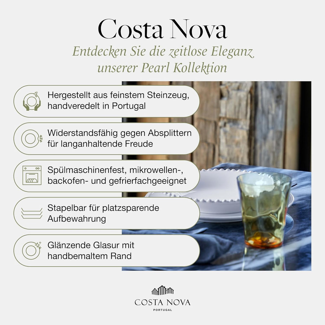 Costa Nova Pasta- und Suppenteller Pearl: Tiefer Steinzeug-Teller für Pasta und Suppe mit glänzender