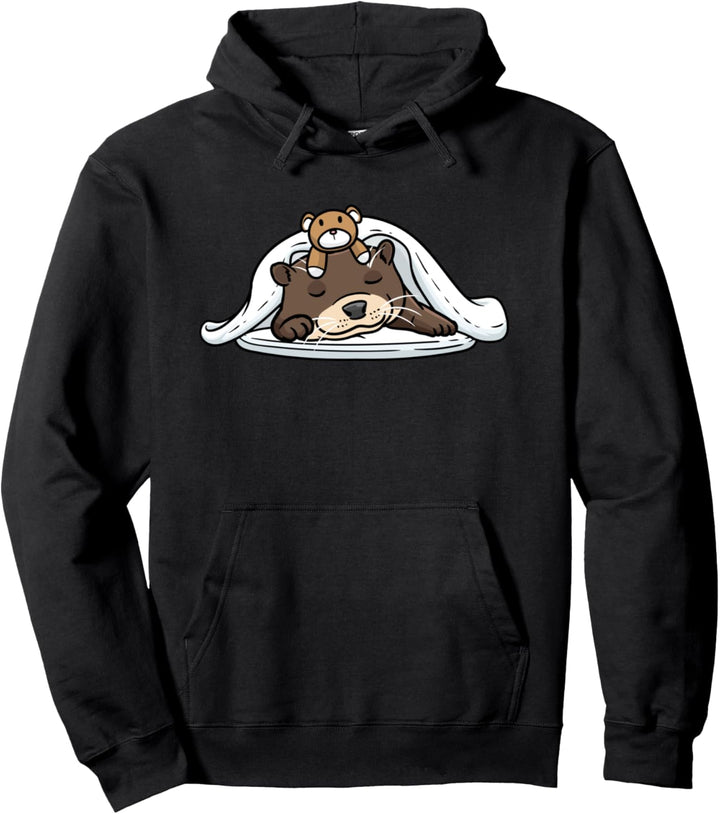 Nickerchen Otter mit Kuscheltier schlafend Pullover Hoodie