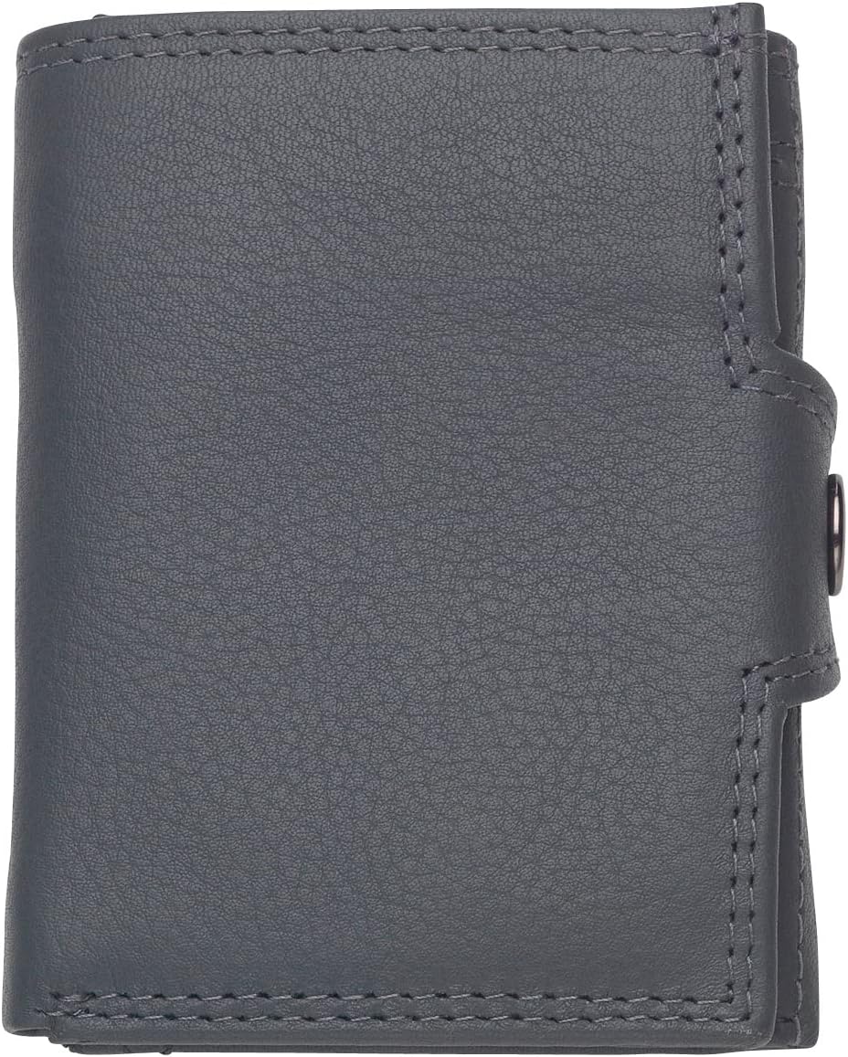 Mini Geldbörse mit Münzfach, RFID Credit Card Holder Damen und Herren Slim Wallet 100% Echtleder, Fa