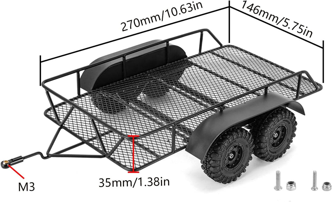 INJORA RC Anhänger zum Ziehen Hinter dem Auto - Metall Haken Anhänger Montieren für 1/18 RC Crawler