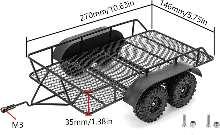 INJORA RC Anhänger zum Ziehen Hinter dem Auto - Metall Haken Anhänger Montieren für 1/18 RC Crawler