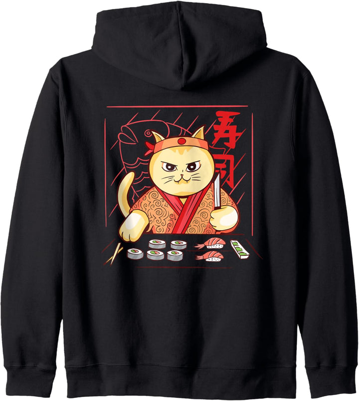 Niedliche Sushi-Chef-Katze Kapuzenjacke