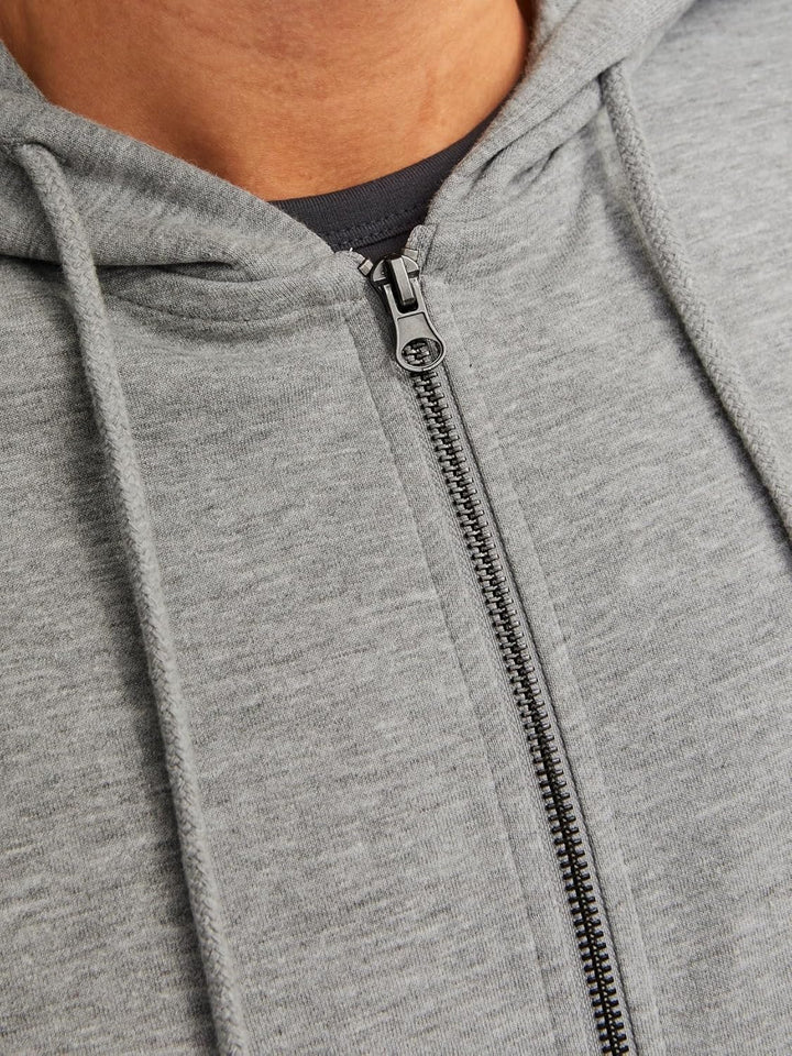 JACK & JONES Male Kapuzenjacke Einfarbig Kapuzenjacke M Light Grey Melange, M Light Grey Melange