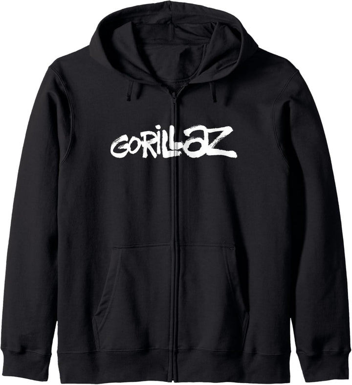 Gorillaz Weisses Pinsel-Logo Kapuzenjacke
