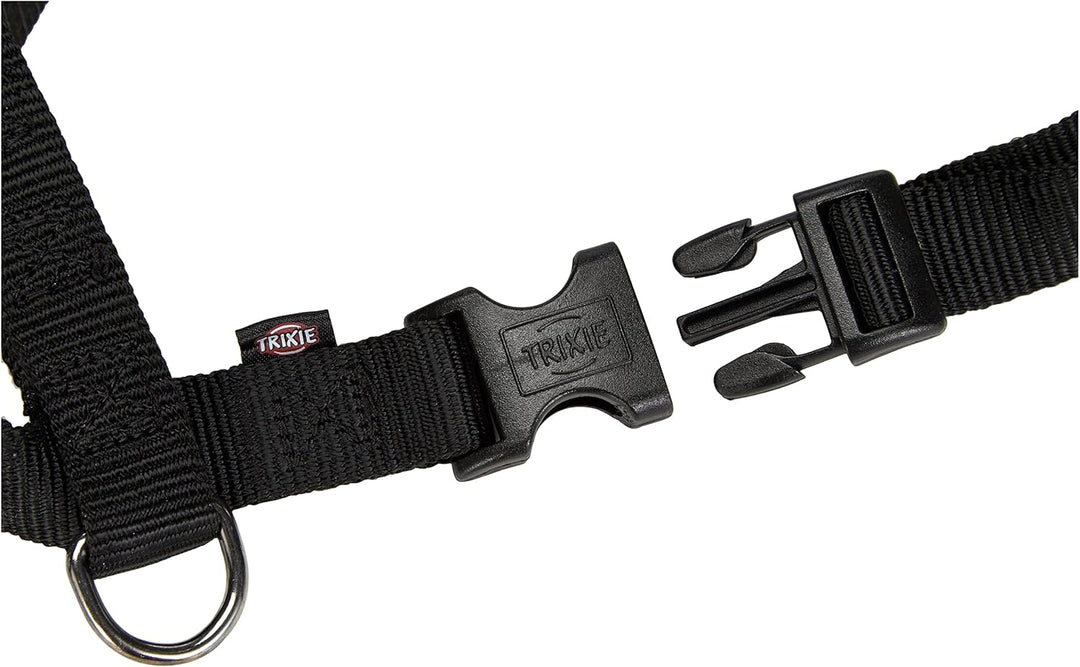 TRIXIE Classic H-Geschirr Grösse M–L: Brustumfang 50–75 cm/20 mm in schwarz - verstellbares Führungs