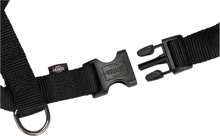TRIXIE Classic H-Geschirr Grösse M–L: Brustumfang 50–75 cm/20 mm in schwarz - verstellbares Führungs
