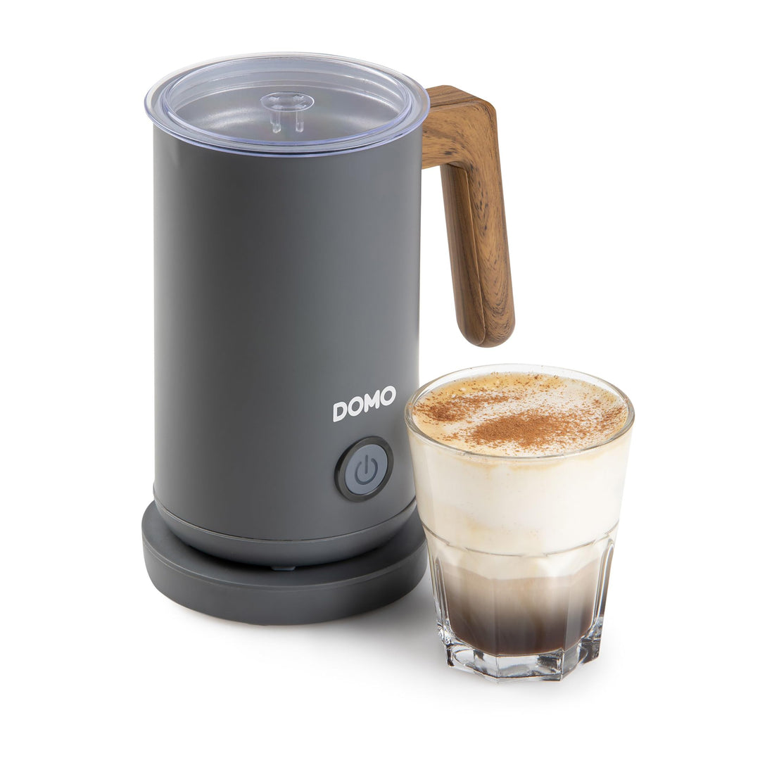 DOMO DO745MF Milchaufschäumer 'Wood You' - Mattgrau - 500 W Matte Grey, Matte Grey