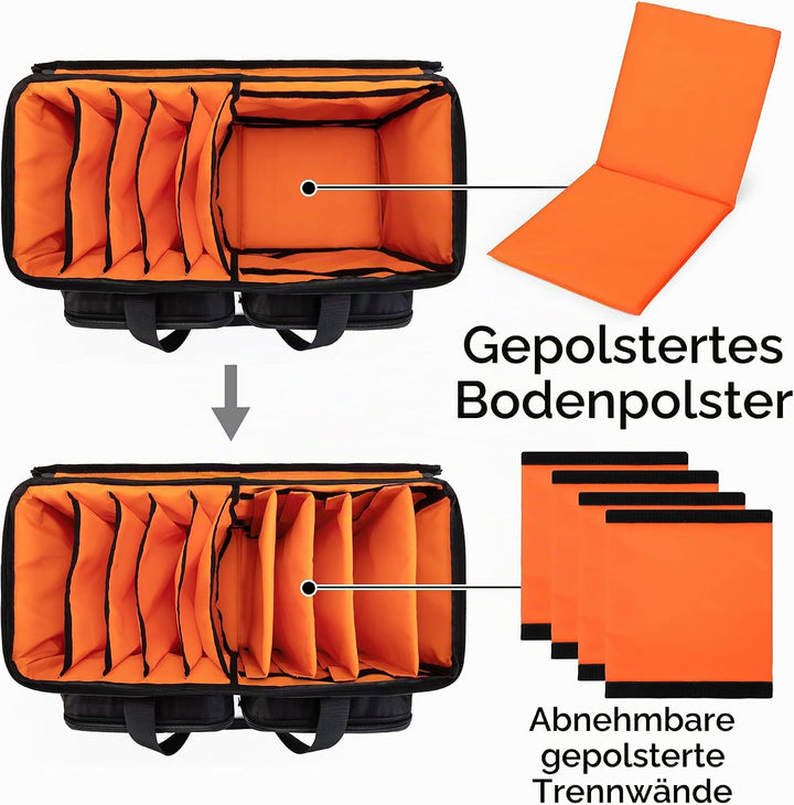 Trunab DJ Tasche, Kabel Organizer Tasche mit Abnehmbarem Gepolstertem Boden und 9 Trennwänden, Trage
