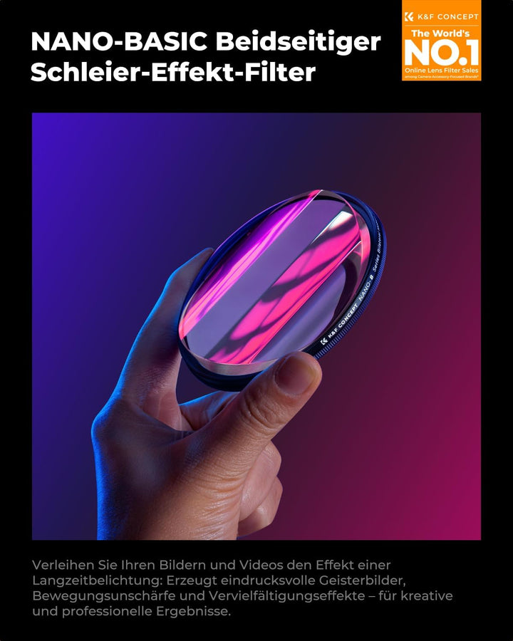 K&F CONCEPT 67mm Bilateraler Bewegungsunschärfe-Effekt-Filter Optisches Glasprisma Spezialeffekt-Kam