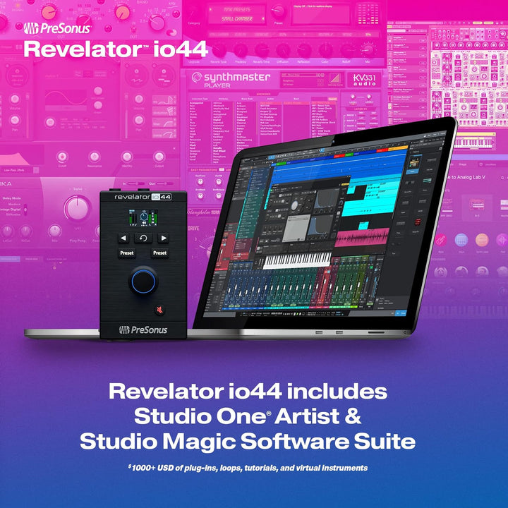 PreSonus Revelator io44 | USB-C-Audio-Interface für Musikproduktion und Streaming mit integriertem M