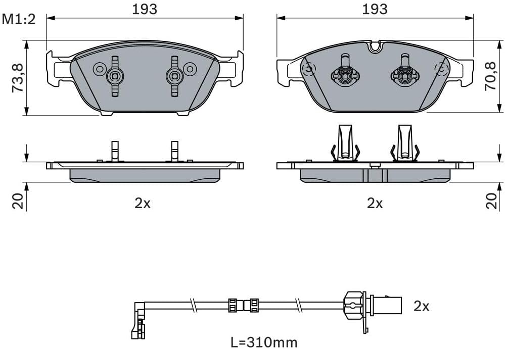 Bosch BP1838 Bremsbeläge - Vorderachse - ECE-R90 Zertifizierung - vier Bremsbeläge pro Set