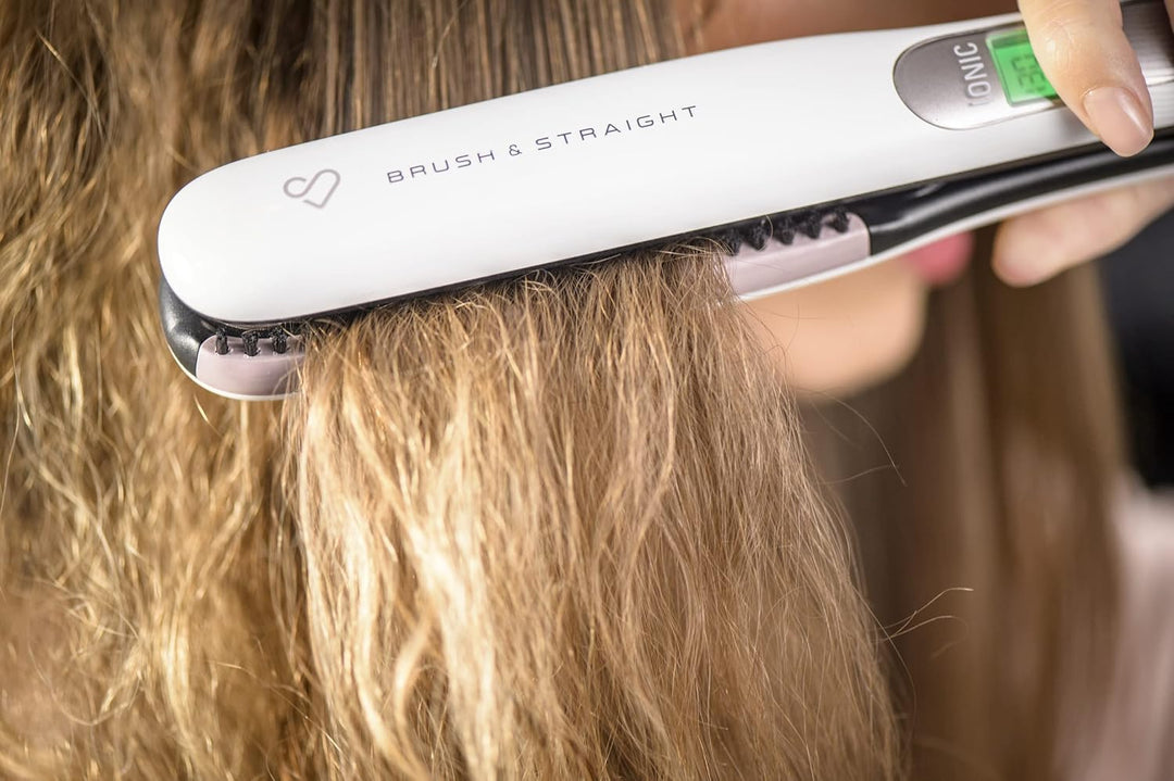 Rowenta Premium Care Brush &amp; Straight SF7510F0 Glätteisen mit integrierter Bürste für natürliches Gl