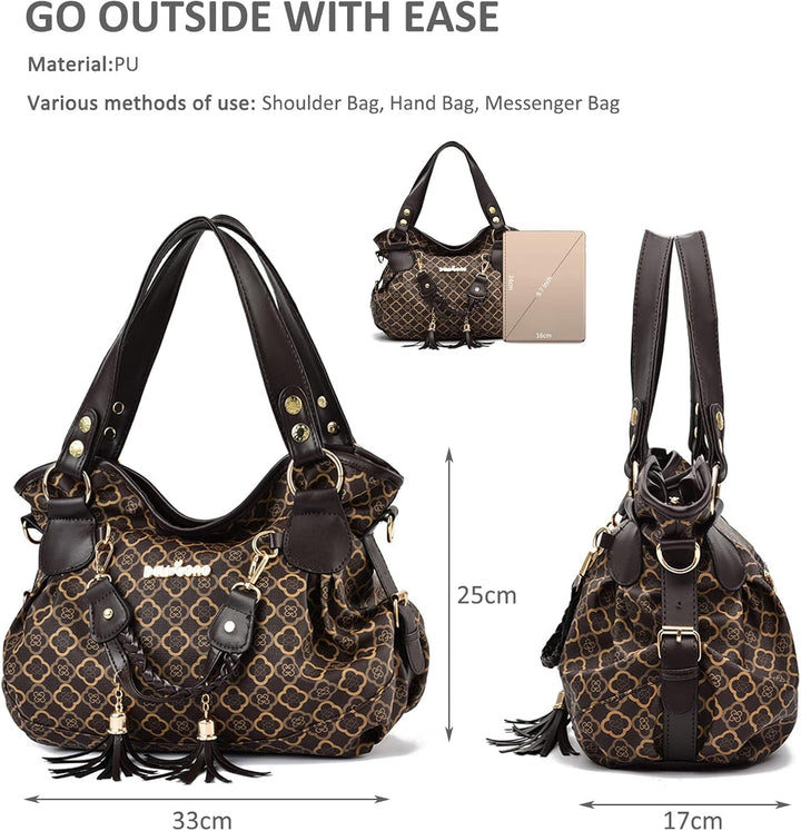 NICOLE & DORIS Handtasche Damen Retro Schultertasche Weiche PU Leder Retro Shopper Tasche Hobo Henke