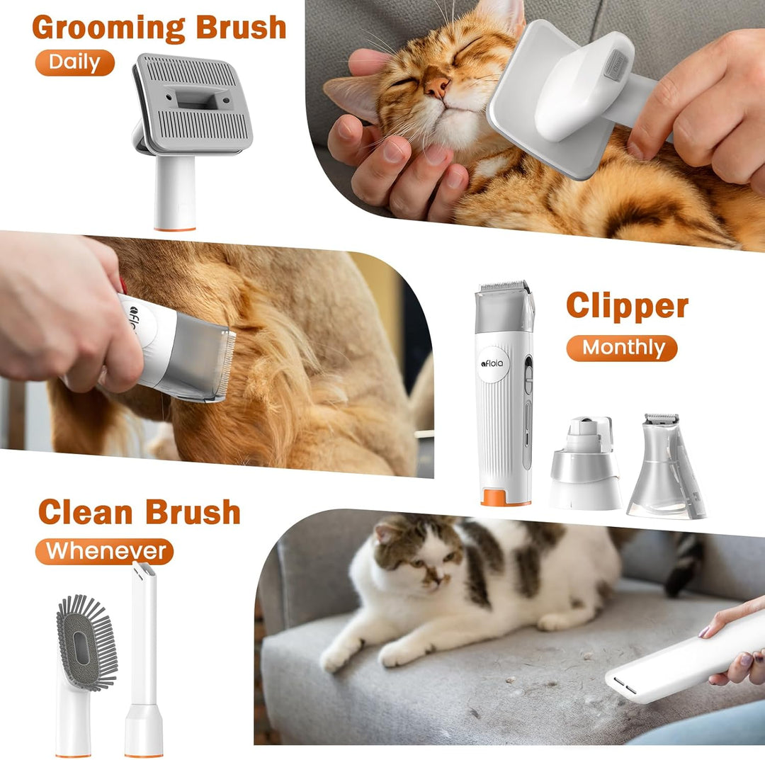Afloia Hundeschermaschine mit Staubsauger, Profi Haustierpflegeset, leise Schermaschine Hund Katze T