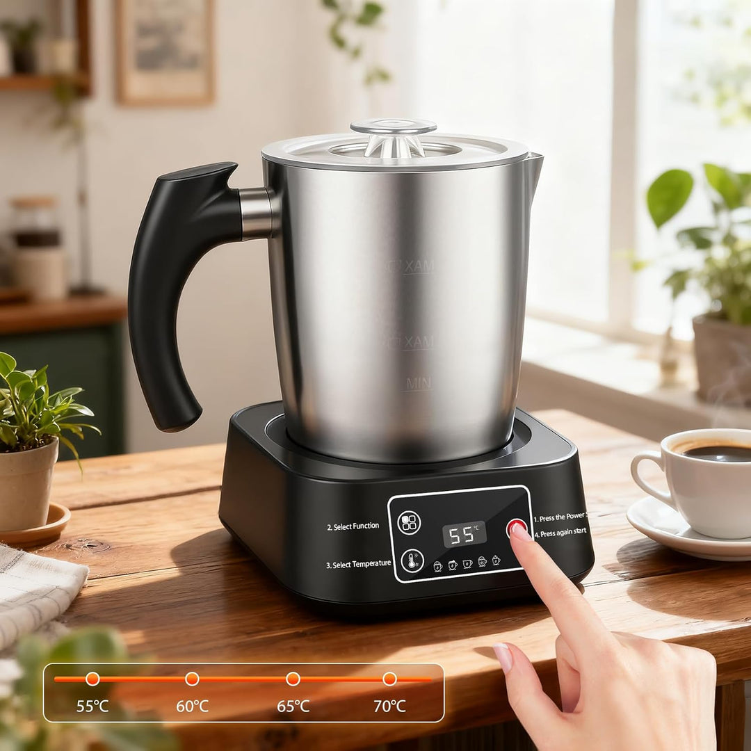 Elektrischer Milchaufschäumer – 5-in-1 Milchschäumer 500ml Edelstahlbehälter, Abnehmbarer & Spülmasc