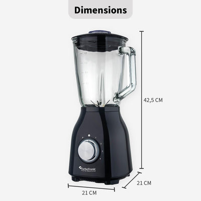 1400 Watt Standmixer mit Glasbehälter 1,5 Liter, BPA-frei, 6 Edelstahl-Klingen, Smoothie Maker, Blen